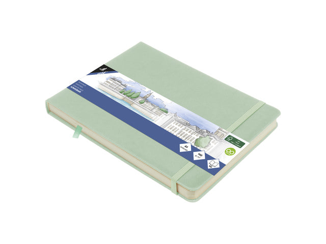 Schetsboek Kangaro A5 liggend mint PU HC 80 blad 140gr roomwit met elastiek en lint