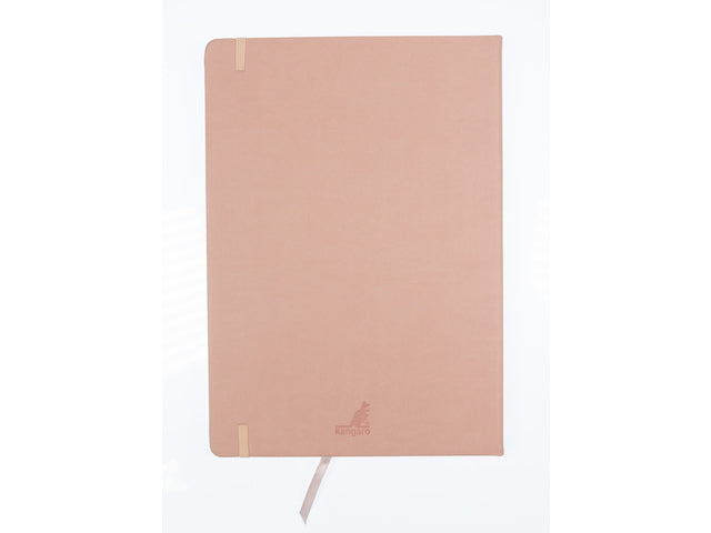 Schetsboek Kangaro A4 oud roze PU HC 80 blad 140gr roomwit met elastiek en lint