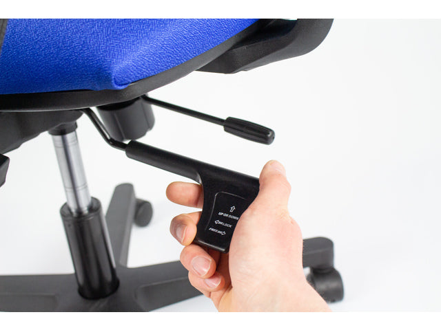 Bureaustoel Linea Tekna 01/PT zwart/blauw met 3D armleuning en hoofdsteun