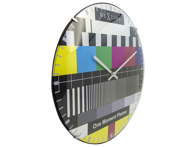 Wandklok NeXtime dia. 35 cm, bol glas, meerkleurig, 'Testpage Dome'