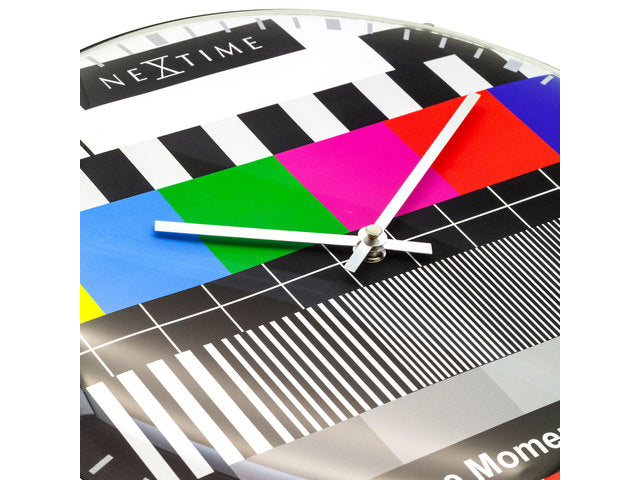 Wandklok NeXtime dia. 35 cm, Bol-Glas, mehrfarbig, 'Testpage Dome'