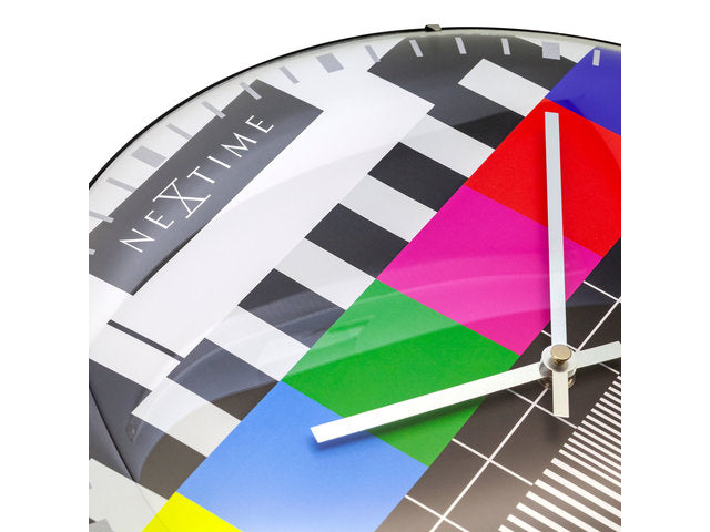 Wandklok NeXtime dia. 35 cm, Bol-Glas, mehrfarbig, 'Testpage Dome'