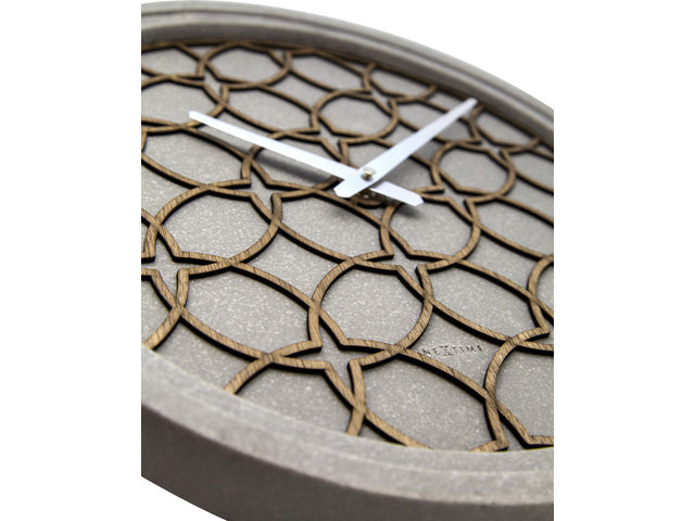 Wandklok NeXtime dia. 39,5 cm, Polyresin/Holz, grau