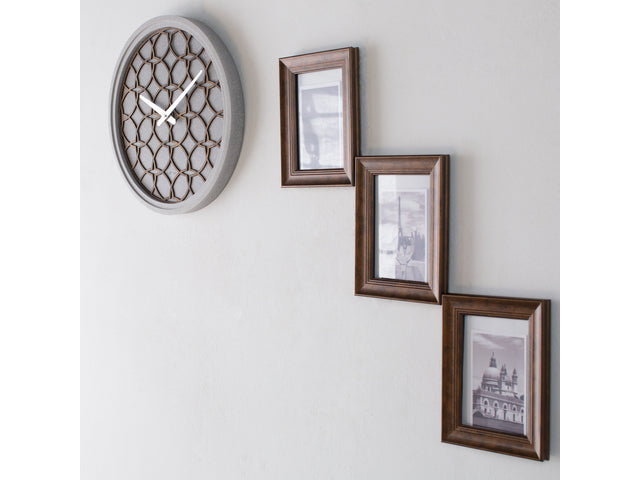 Wandklok NeXtime dia. 39,5 cm, Polyresin/Holz, grau