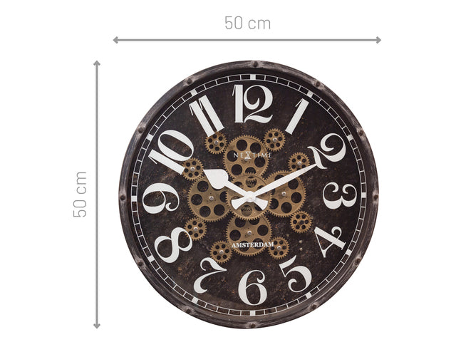 Schwarzer Klok – Großer Wandklok – 50 cm – Bewegende Tandem – „Henry“ – NeXtime