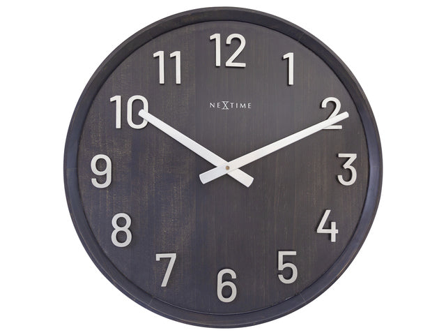 Große Wanduhr – 50 cm – Stille Uhr – Walnuss – Schwarz – NeXtime „Precious“