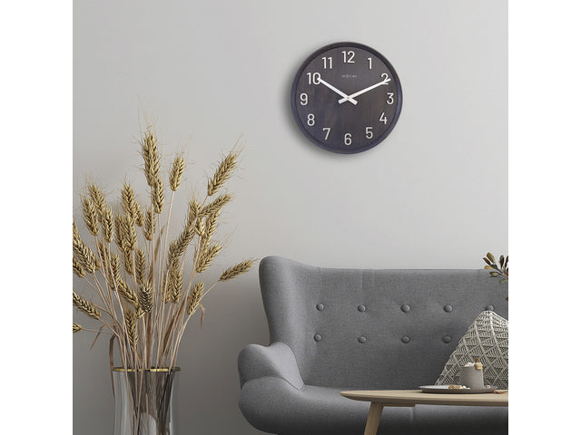 Große Wanduhr – 50 cm – Stille Uhr – Walnuss – Schwarz – NeXtime „Precious“