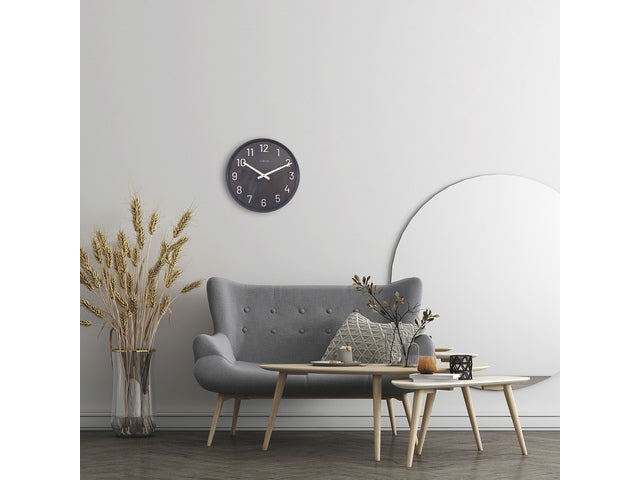 Große Wanduhr – 50 cm – Stille Uhr – Walnuss – Schwarz – NeXtime „Precious“