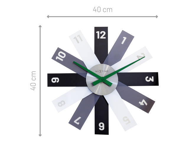 Design Wanduhr - 40cm - Stille Uhr - Schwarz - Acryl - NeXtime "Plexi"