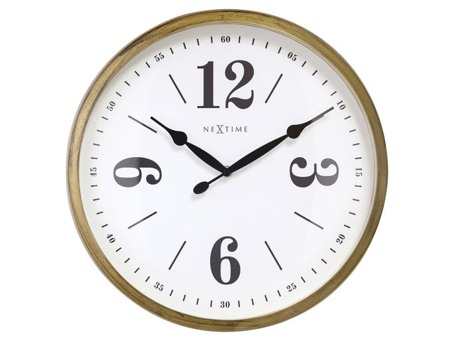 Landelijke Wanduhr – 39 cm – Stille Uhr – Weiß/Grau – NeXtime „Classic“