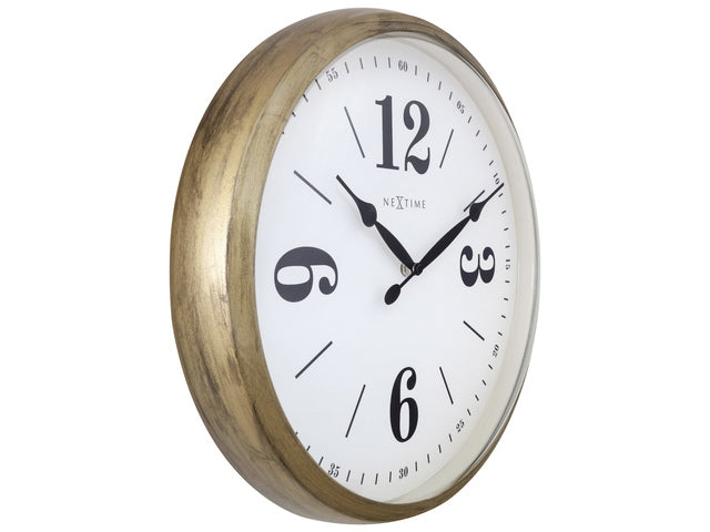 Landelijke Wanduhr – 39 cm – Stille Uhr – Weiß/Grau – NeXtime „Classic“