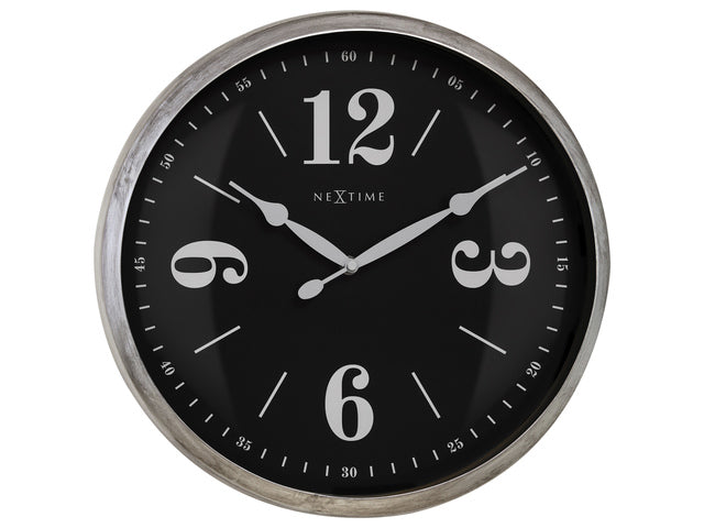 Landelijke wandklok - 39cm - Stille klok - Wit/Zilver - NeXtime "Classic"