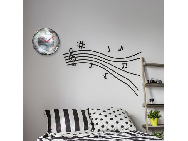 Stille Wanduhr - 35cm - Discobal - Koepelvormig Glas - NeXtime "Disco Ball"