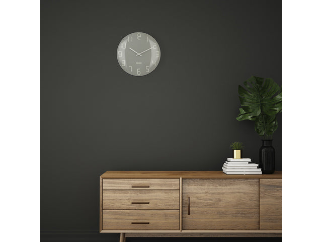 Wandklok Nextime dia 35cm bolvormig glas grijs kunststof Kap