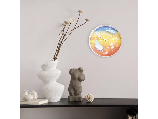 Wandklok Nextime dia 30cm mehrfarbiger Kunststoff Federn