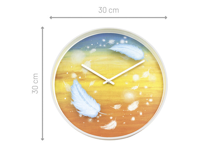 Wandklok Nextime dia 30cm mehrfarbiger Kunststoff Federn