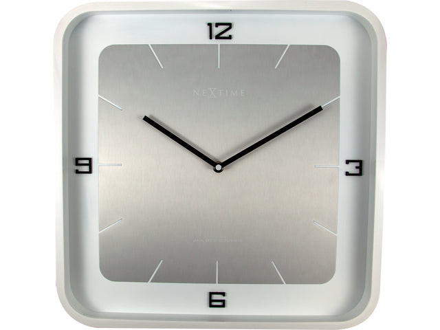 Wandklok NeXtime Jan des Bouvrie Quadratische Wand 40 x 40 x 4 cm wit