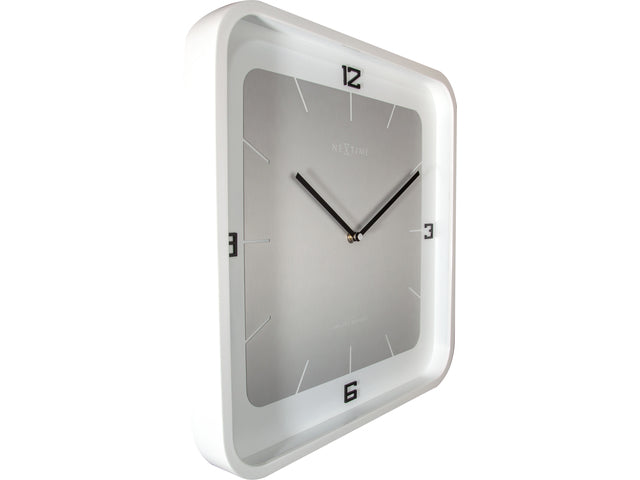 Wandklok NeXtime Jan des Bouvrie Quadratische Wand 40 x 40 x 4 cm wit