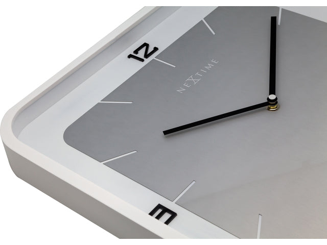 Wandklok NeXtime Jan des Bouvrie Quadratische Wand 40 x 40 x 4 cm wit
