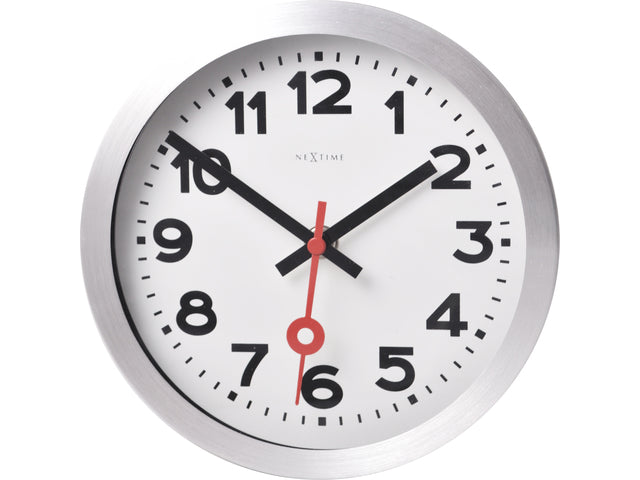 Wandklok NeXtime dia. 19 cm, geborstetes Aluminium, 'Station'