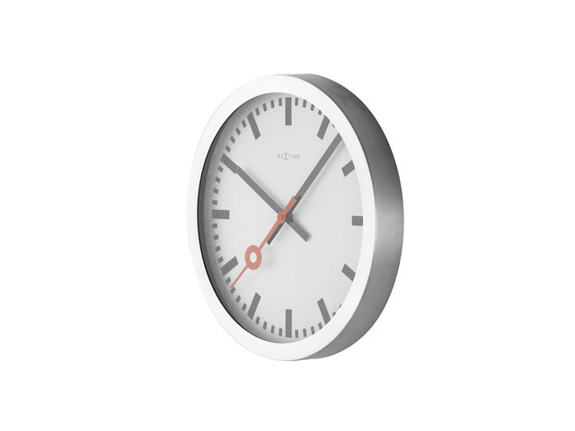 Wandklok NeXtime dia. 19 cm, geborstetes Aluminium, 'Station'