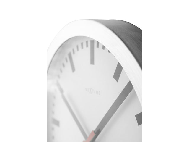 Wandklok NeXtime dia. 19 cm, geborstetes Aluminium, 'Station'