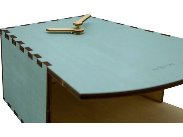 Tafeluhr NeXtime Rocky 19,5x18x8,8 cm Holz türkis