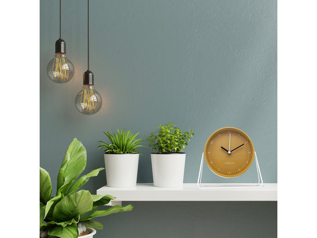 Wekker Nextime Berlin Table 14x13 cm geel metaal