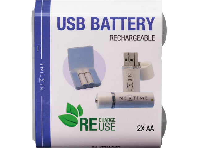 Nextime aufladbare AA-USB-Batterie im Blister mit 2 Stück.