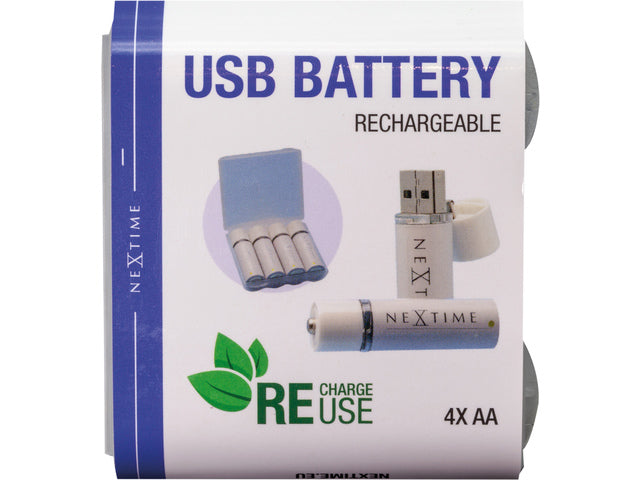 Nextime aufladbare AA-USB-Batterie im Blister mit 4 Stück