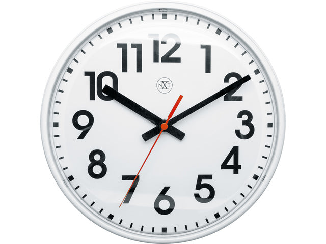 wanduhr NXT diam. 26 cm großer weißer Kunststoff, weiße Wijzerplaat