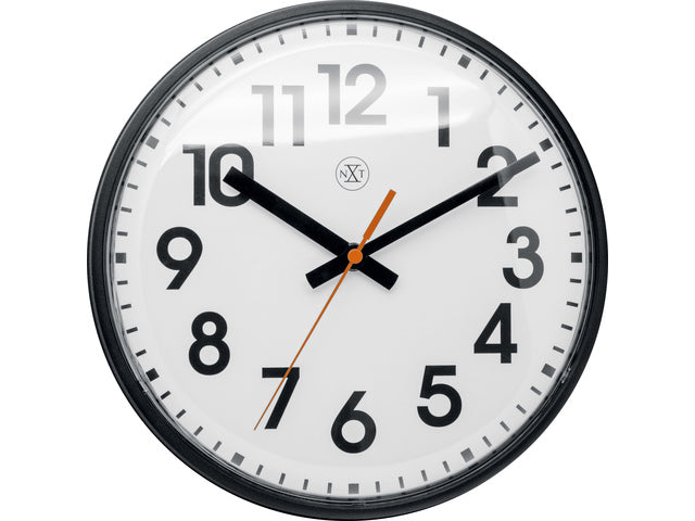 wanduhr NXT diam. 26cm schwarzer Kunststoff, weiße Wijzerplaat