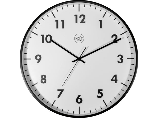 wanduhr NXT STIL UURWERK 40cm kunststoff schwarz, weiß wijzerplaat