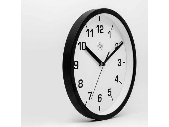 wanduhr NXT durchmesser 20 cm kunststoff schwarz, weiß wijzerplaat