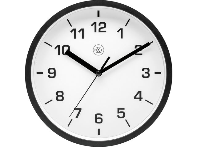 wanduhr NXT durchmesser 20 cm kunststoff schwarz, weiß wijzerplaat