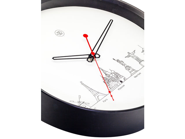 Wandklok nXt Worldtour dia 30cm kunststoff schwarz