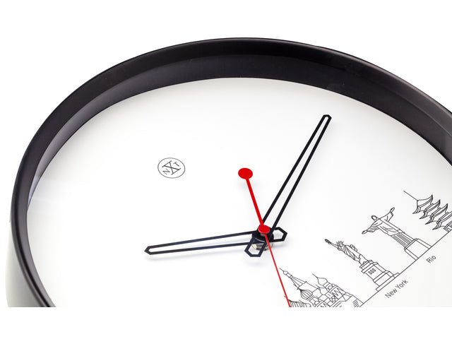 Wandklok nXt Worldtour dia 30cm kunststoff schwarz