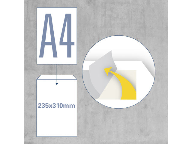 Verzendenvelop Raadhuis 235x310mm transparant met plakstrip krimp a 50st.