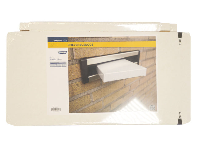Brievenbusdoos Raadhuis A4+ 350x250x28mm wit 650grs duplex krimp a 5 stuks