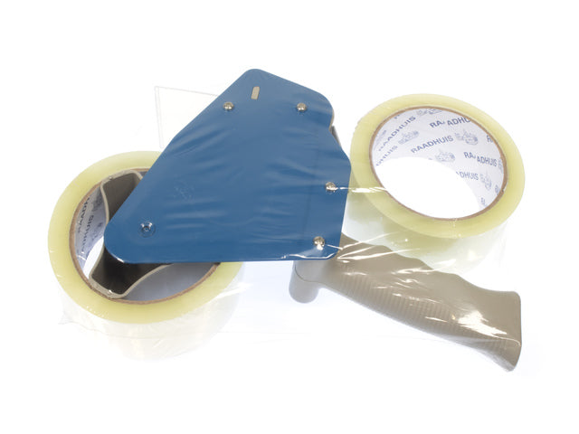Tapedispenser Raadhuis met 2 rollen transparant PP tape 48mmx66m geluidsarm