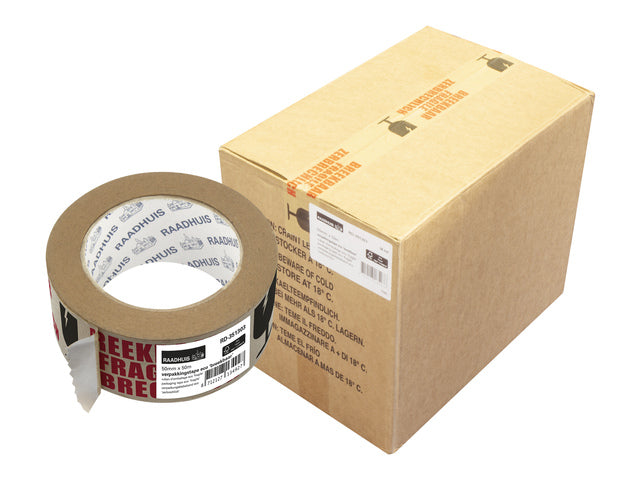 Verpakkingstape ECO Raadhuis 50mm x 50m papier breekbaar doos a 36 rol