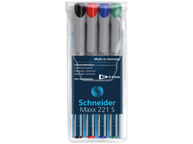 Universele marker Schneider Maxx 221 S niet-permanente etui a 4 stuks assorti