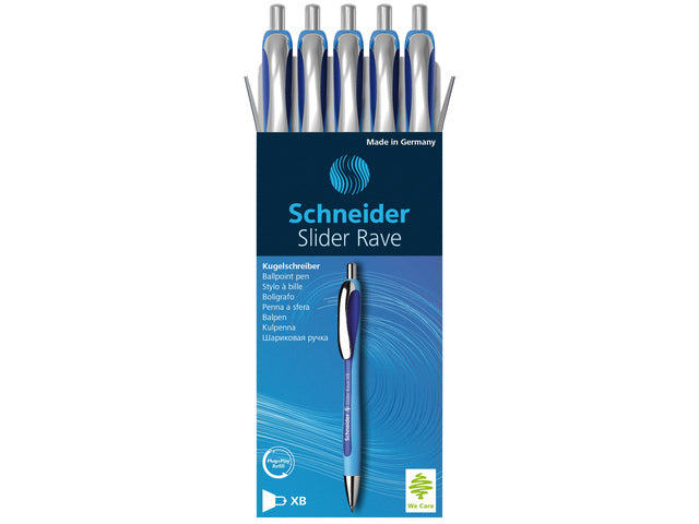 Balpen Schneider Slider Rave XB blauw-donkerblauw doos 5 stuks