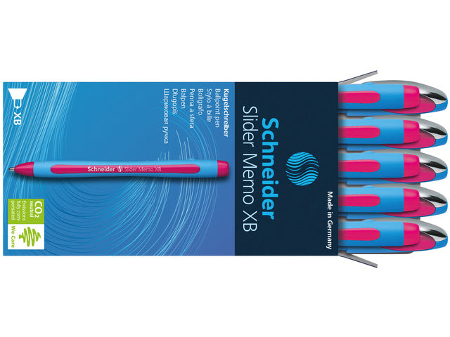 Balpen Schneider Slider Memo XB 1,4mm kogelbreedte rosa