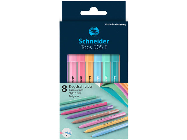 Balpen Schneider Tops 505 F Set 8 Stück Pastell, Blauschrijvend