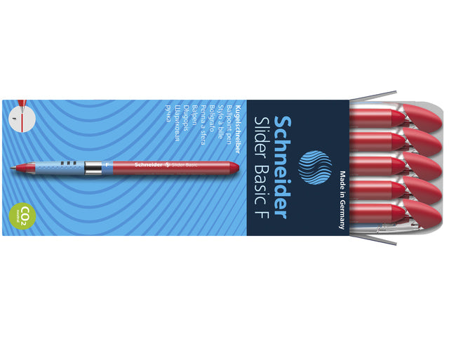 Balpen Schneider Slider Basic F 0,3mm rood