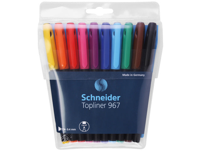 Fineliner Schneider Topliner 967 0,4mm etui a 10 stuks assorti
