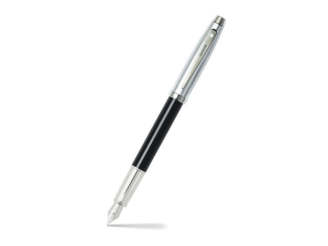 Vulpen SHEAFFER 100 E9313 F Glanzend zwart barrel geborsteld chroom, verchroomd