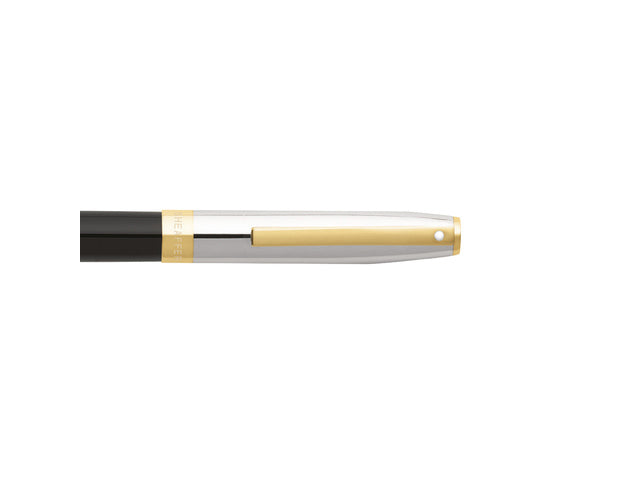 Vulpen SHEAFFER Sagaris E9475 F Glanzende zwarte chromen kap met gouden afwerking