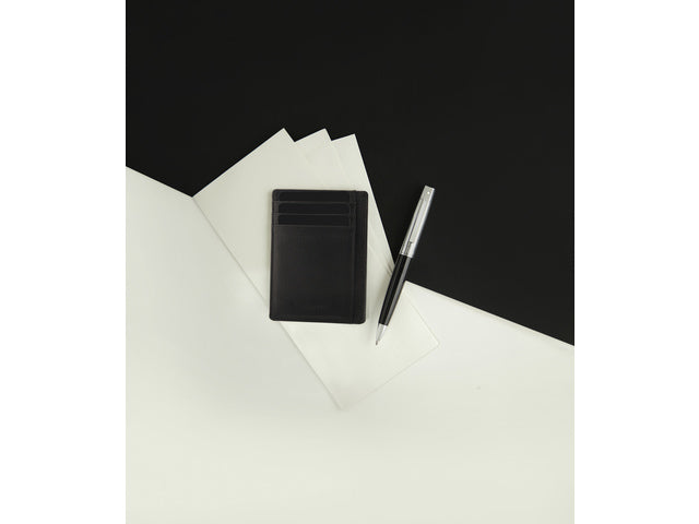 Balpen Giftset SHEAFFER 300 G9312 Glanzend zwart verchroomd met creditcardhouder